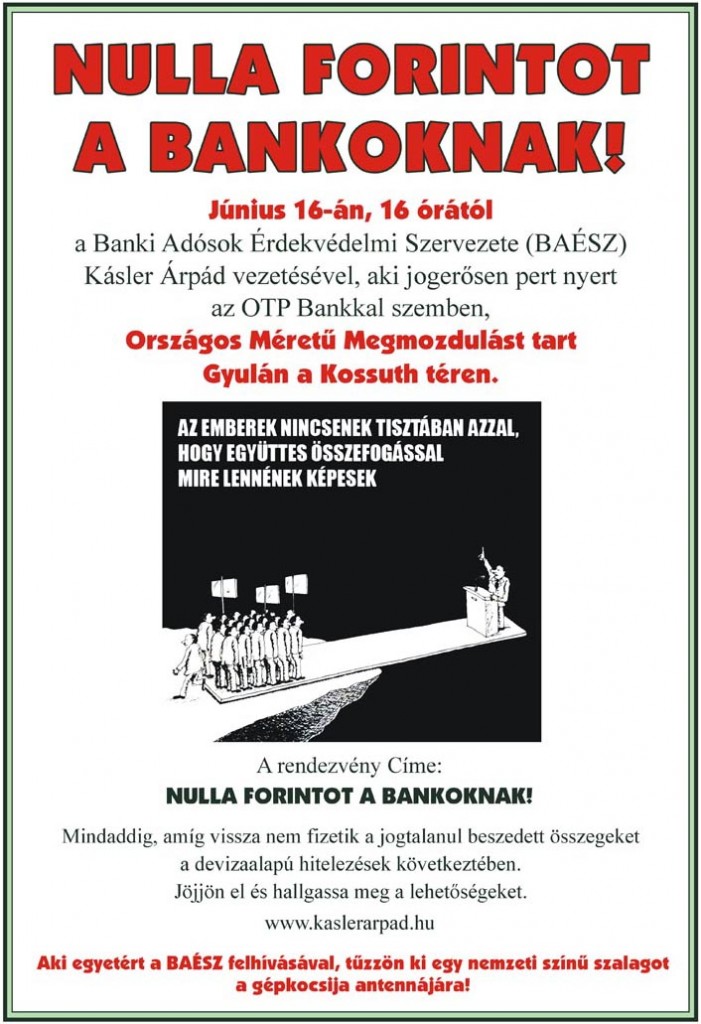 Nulla forintot a bankoknak